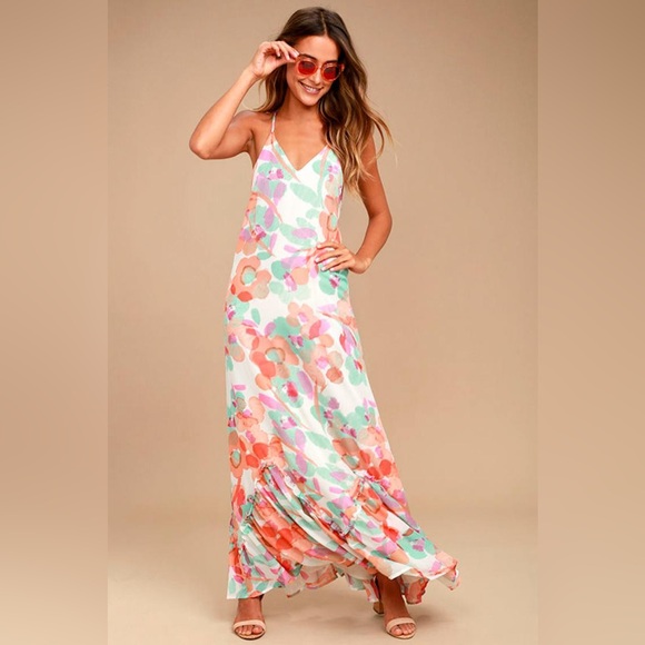 Lulu's Floral Maxi Dress - Multicolor size small - Picture 1 of 13
